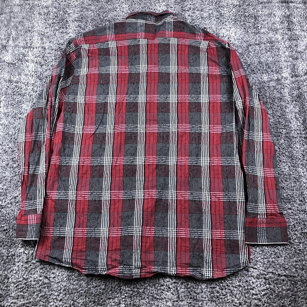 Haupt Shirt Mens 2XL Red Plaid Textured Long Sleeve Button Up Casual Woven - Picture 3 of 9